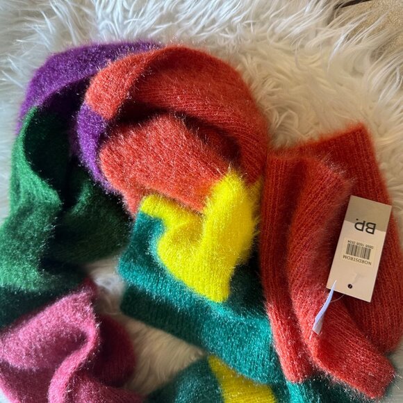 NWT BP Nordstrom Art to Wear Fuzzy Long Oversized Scarf Color Block One Size - Picture 3 of 10